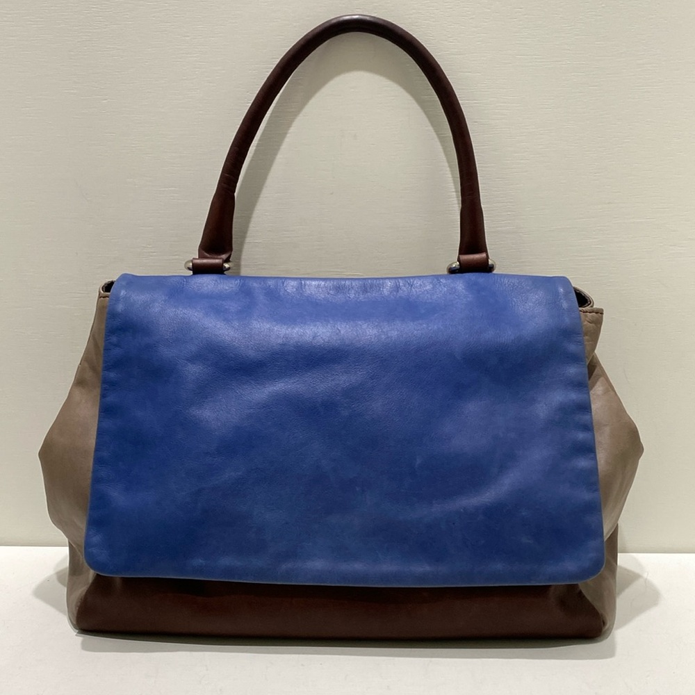 GIANNI CHIARINI Color Block (Blue, Brown, Tan) Leather Satchel